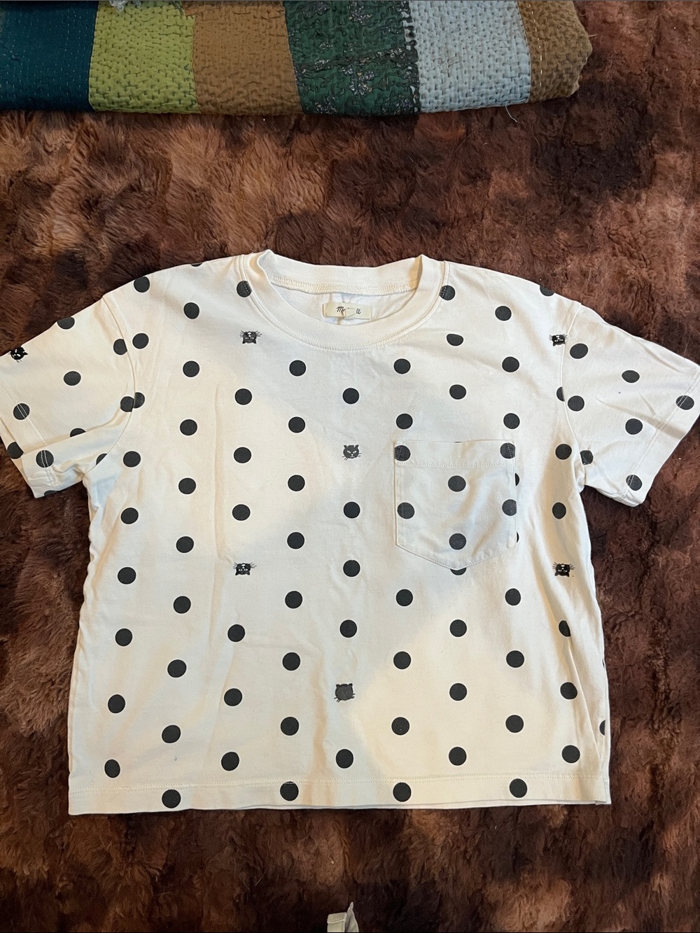 Madewell polka dot cat cropped tee